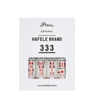 prinz-genusspakete-hafele-333-steinobst 333 Steinobst Genusspaket - Hafele Brand von Prinz mit 0,04-Liter-Flaschen.